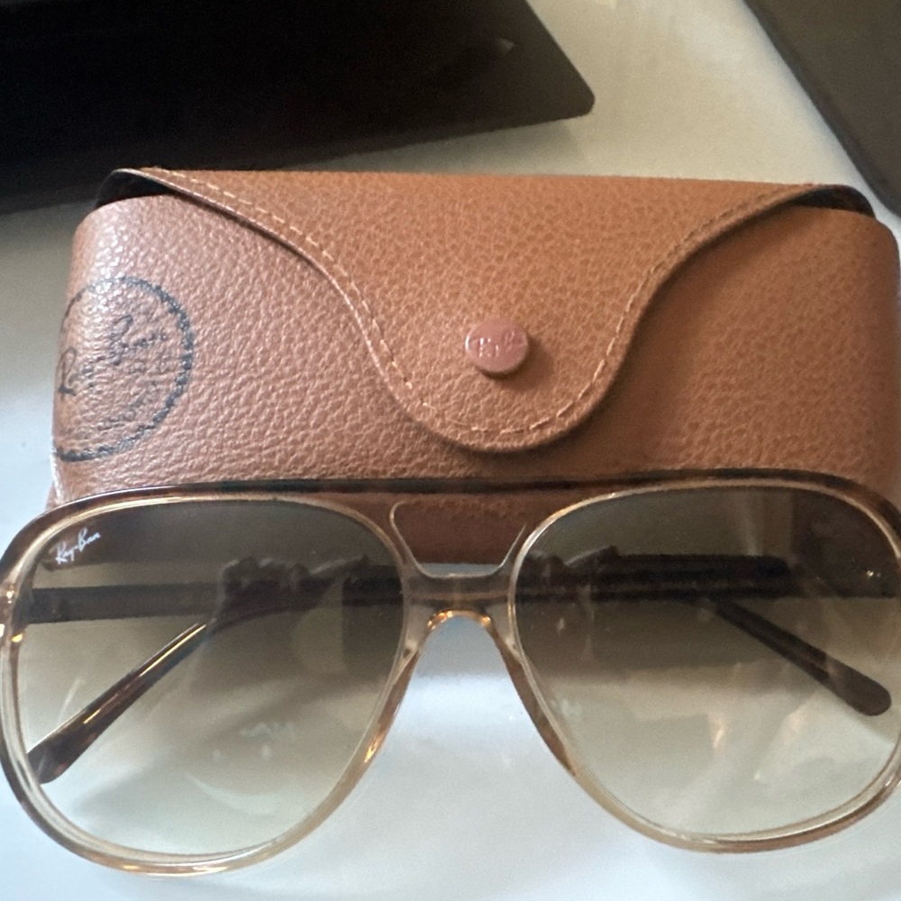 Ray-Ban Gold Frame Sunglasses with Brown Lenses